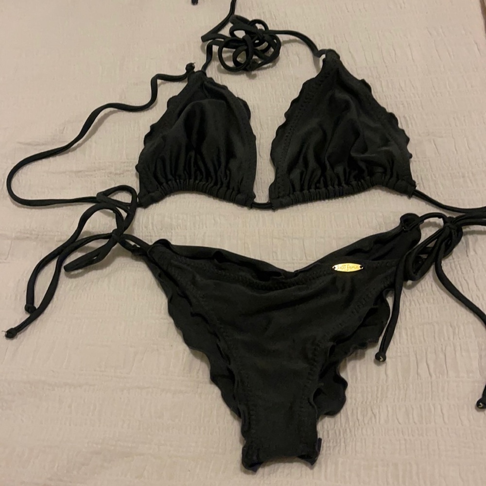 Lulu fama grey string bikini top small bottom xs